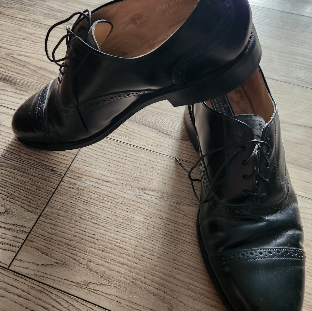 BOSTONIAN IMPRESSION BLACK LEATHER WINGTIP OXFORD DRESS SHOES MEN'S SIZE  10.5 D